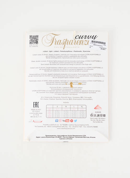 Collants stretch noir TRASPARENZE femme