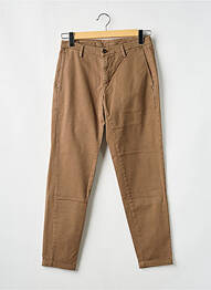 Pantalon chino tissage popeline taille normale marron FIFTY FOUR homme