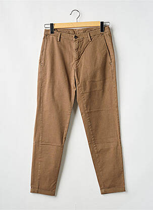 Pantalon chino tissage popeline taille normale marron FIFTY FOUR homme