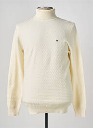 Pull col roulé maille souple et aérée manches longues beige FIFTY FOUR homme