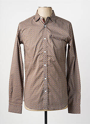 Chemise manches longues imprimé fantaisie marron DEELUXE homme