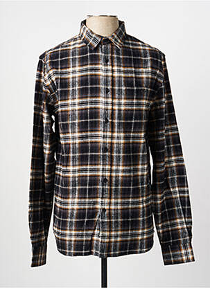 Chemise manches longues imprimé écossais noir DEELUXE homme