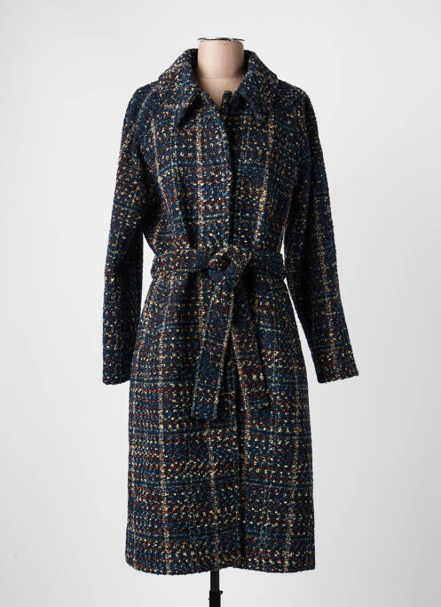 Manteau long coupe cintrée sans capuche bleu LA FIANCÉE femme