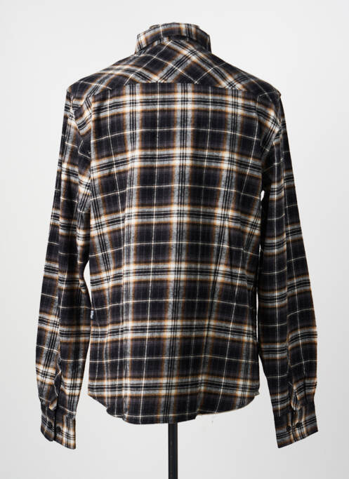 Chemise manches longues imprimé écossais noir DEELUXE homme