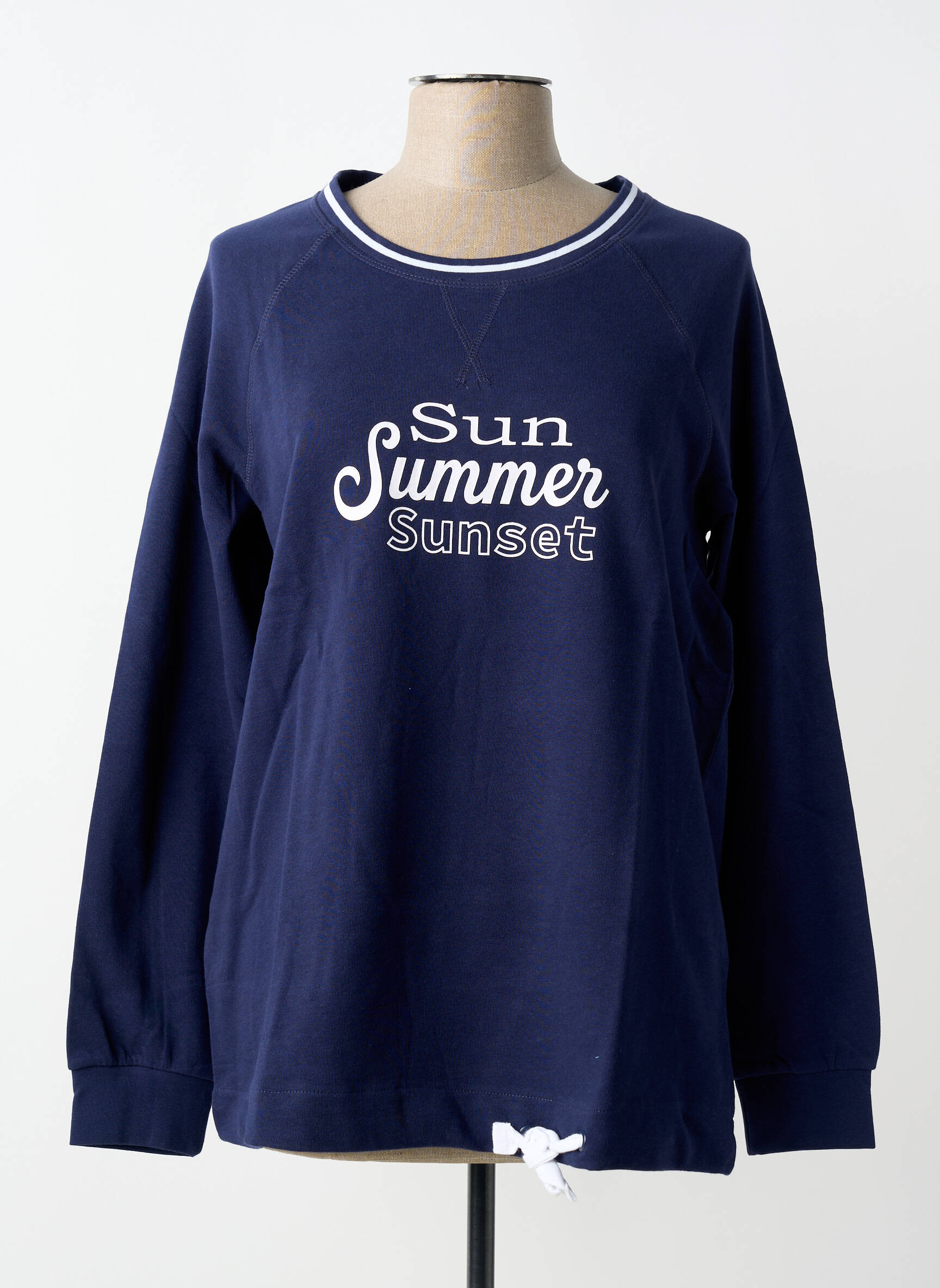 Sweat-shirt sérigraphie floquée manches longues bleu SHEEGO femme
