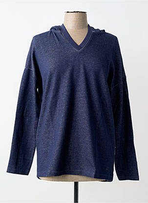 Sweat-shirt à capuche col v manches longues bleu SHEEGO femme