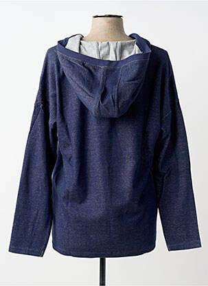 Sweat-shirt à capuche col v manches longues bleu SHEEGO femme