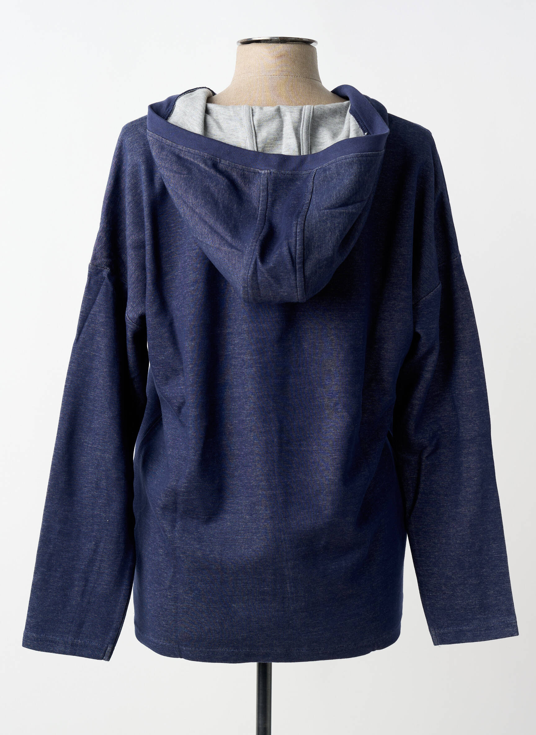 Sweat-shirt à capuche col v manches longues bleu SHEEGO femme