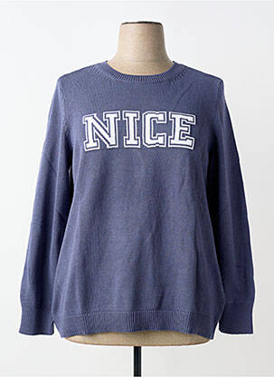 Pull coupe droite manches longues bleu SHEEGO femme