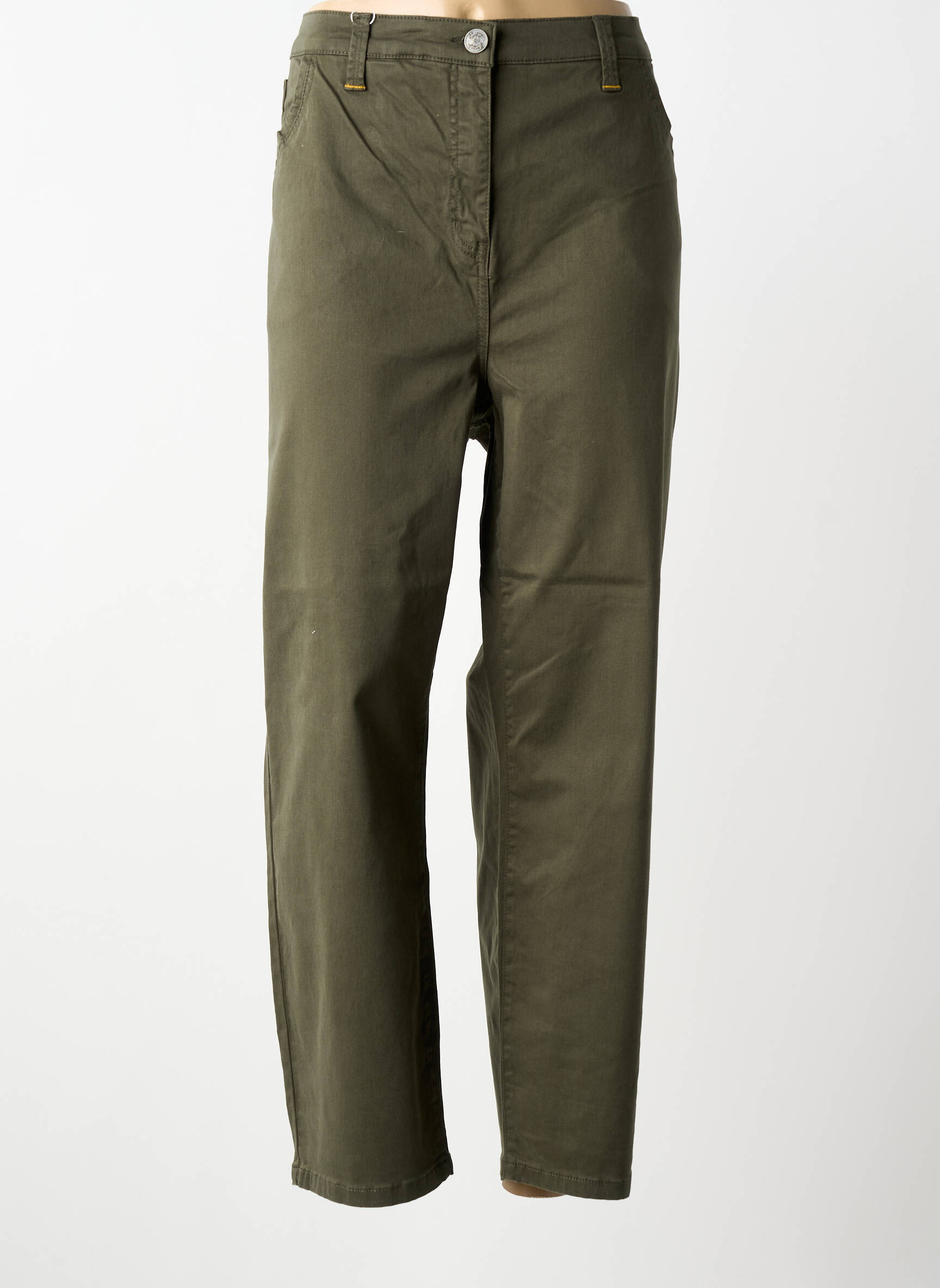 Pantalon slim tissage popeline taille normale vert SHEEGO femme