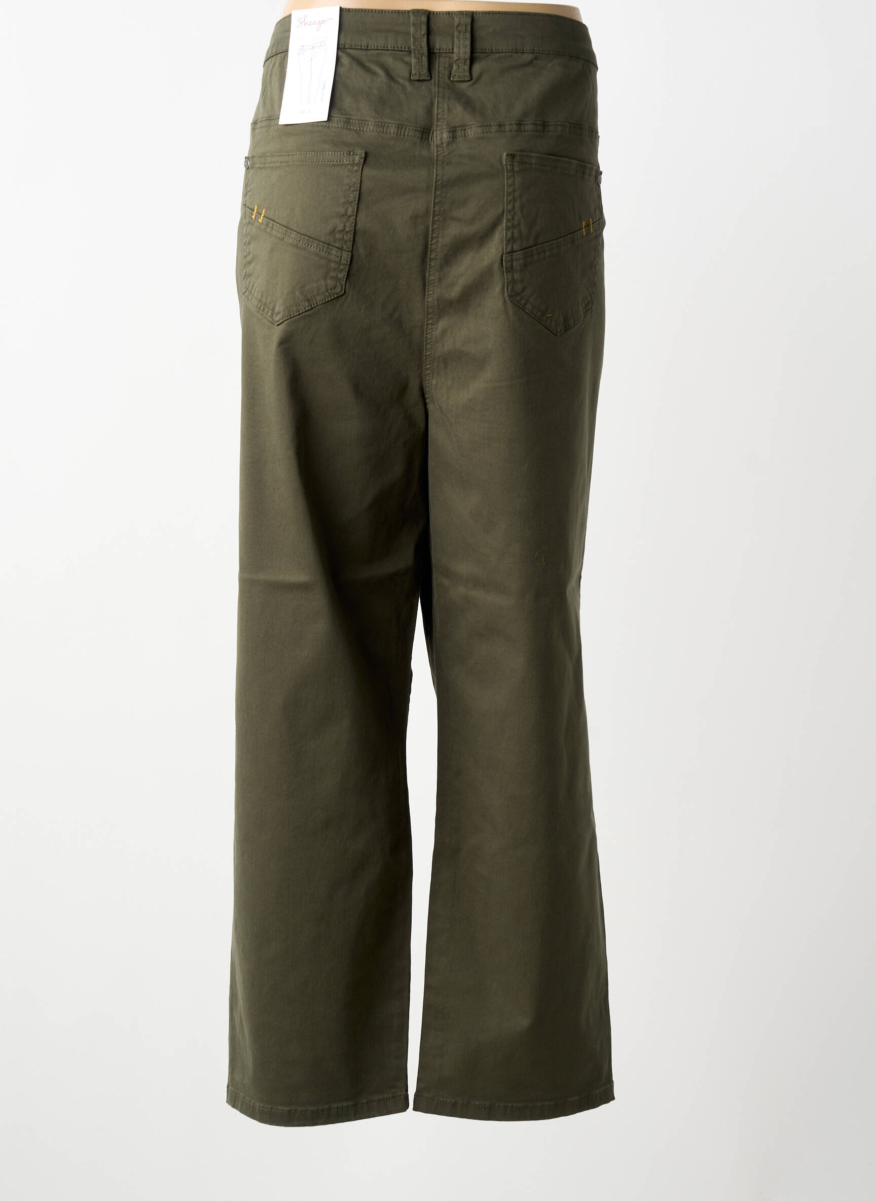 Pantalon slim tissage popeline taille normale vert SHEEGO femme