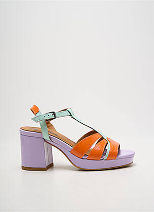 Sandales/nu pieds semi compensé talon de 7 à 9cm orange CASTA femme