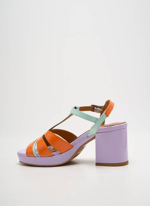 Sandales/nu pieds semi compensé talon de 7 à 9cm orange CASTA femme