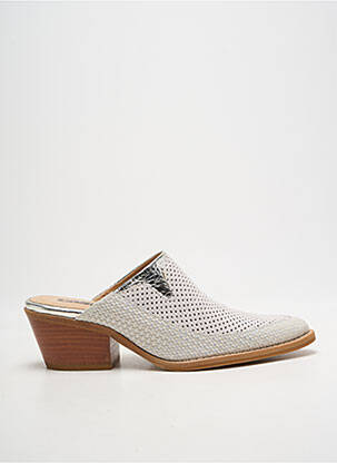 Mules/sabots tissage satiné talon de 4 à 6cm argent CASTA femme