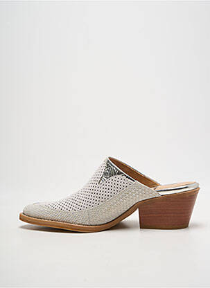 Mules/sabots tissage satiné talon de 4 à 6cm argent CASTA femme