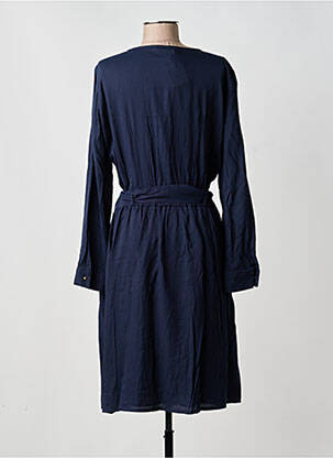 Robe mi-longue coupe fluide manches courtes bleu SESSUN femme