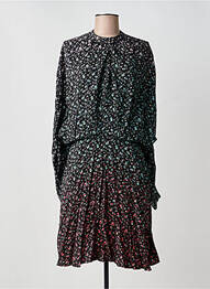 Robe mi-longue coupe fluide manches longues noir IDANO femme