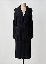 Robe mi-longue coupe fluide manches longues noir LA PETITE FRANCAISE femme