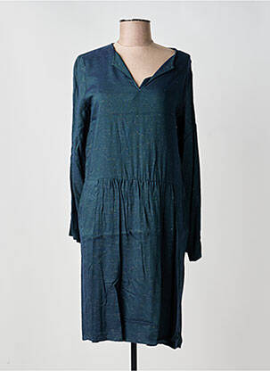 Robe mi-longue coupe fluide manches longues vert HARTFORD femme
