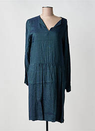 Robe mi-longue coupe fluide manches longues vert HARTFORD femme