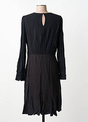 Robe mi-longue coupe fluide manches longues noir SUNCOO femme