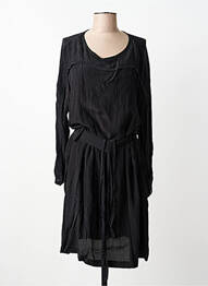 Robe mi-longue coupe fluide manches longues noir SUNCOO femme
