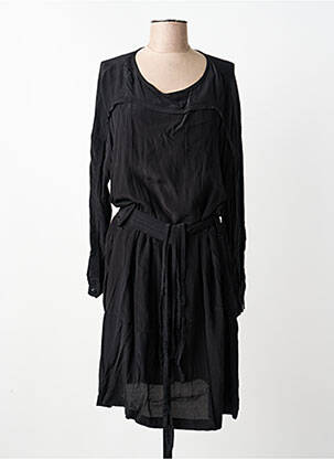 Robe mi-longue coupe fluide manches longues noir SUNCOO femme