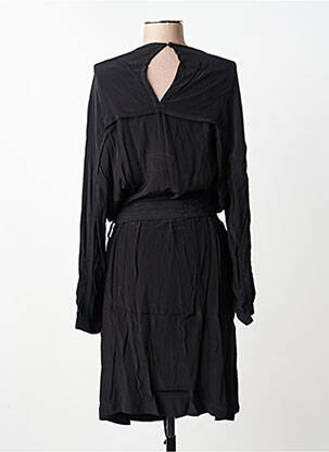 Robe mi-longue coupe fluide manches longues noir SUNCOO femme