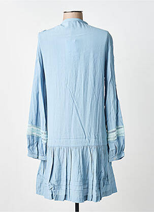 Robe mi-longue coupe fluide manches longues bleu SUNCOO femme