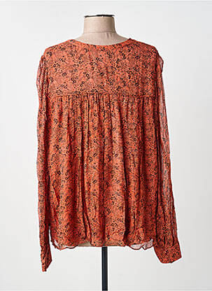 Chemisier imprimé fleurs manches longues rouge IDANO femme