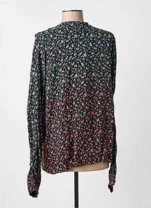 Blouse tissage popeline manches longues noir IDANO femme