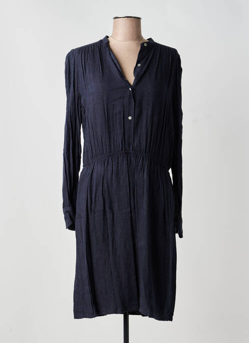 Robe mi-longue coupe fluide manches longues bleu HARTFORD femme