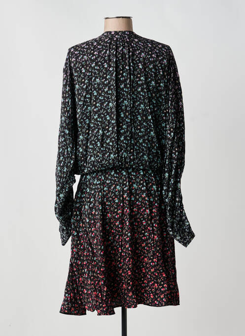Robe mi-longue coupe fluide manches longues noir IDANO femme