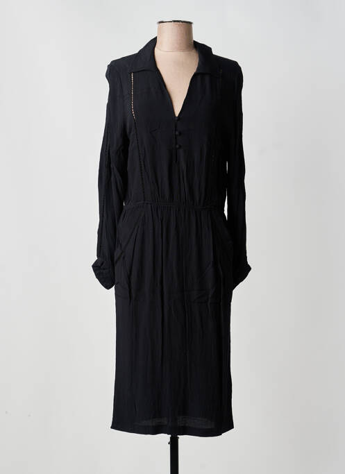 Robe mi-longue coupe fluide manches longues noir LA PETITE FRANCAISE femme