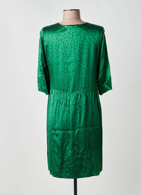 Robe mi-longue coupe fluide manches longues vert ACOTÉ femme