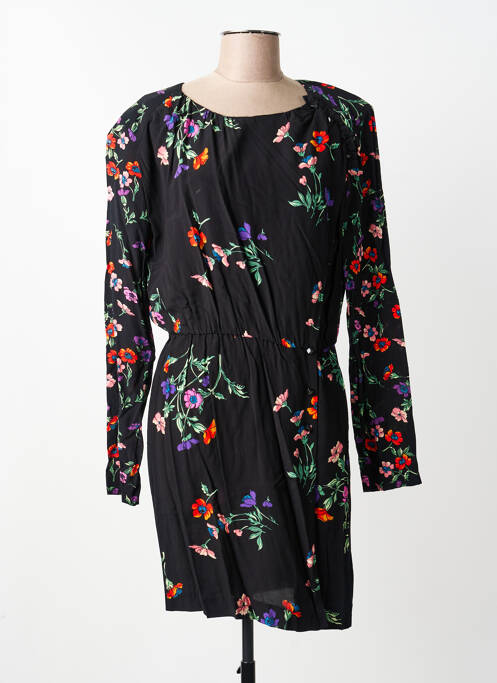 Robe mi-longue coupe fluide manches longues noir IDANO femme
