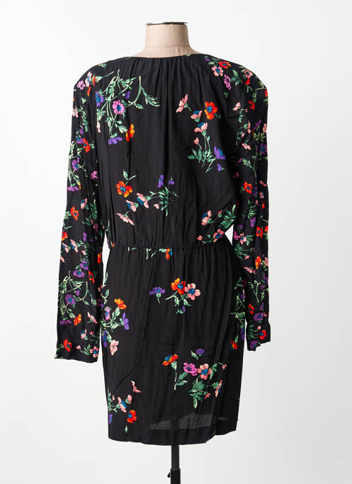 Robe mi-longue coupe fluide manches longues noir IDANO femme