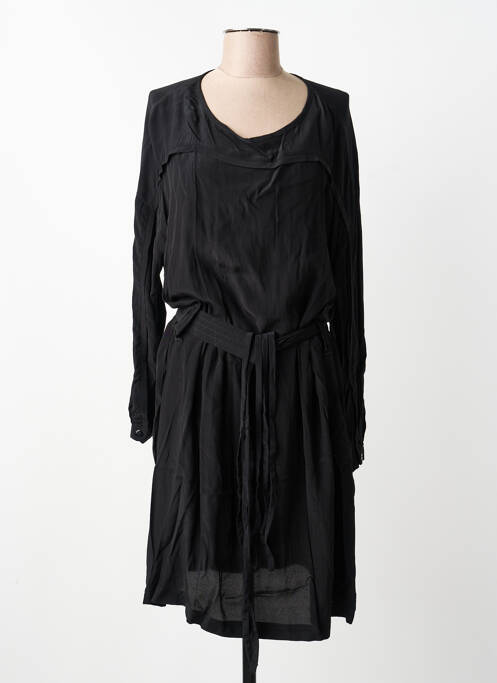 Robe mi-longue coupe fluide manches longues noir SUNCOO femme