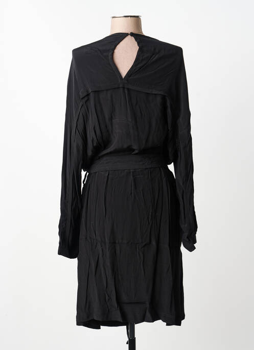 Robe mi-longue coupe fluide manches longues noir SUNCOO femme