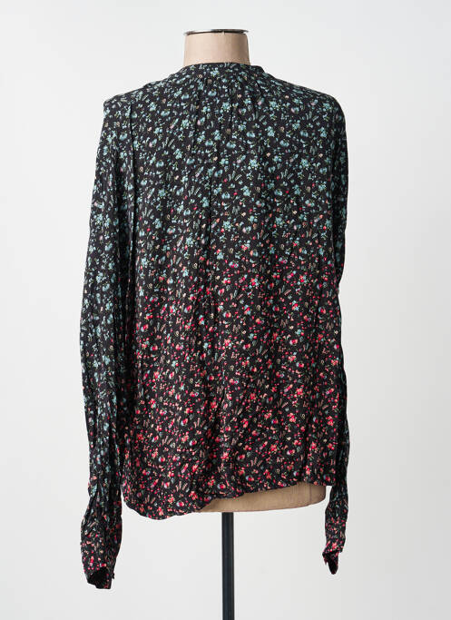 Blouse tissage popeline manches longues noir IDANO femme
