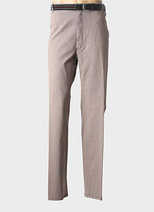 Pantalon droit tissage popeline taille normale marron LUIGI MORINI homme