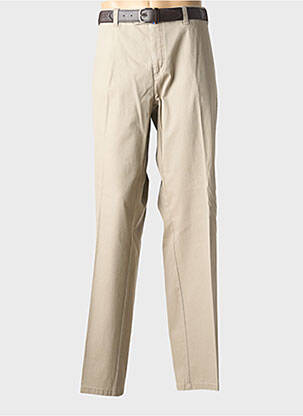 Pantalon droit tissage popeline taille normale beige EMYLE homme