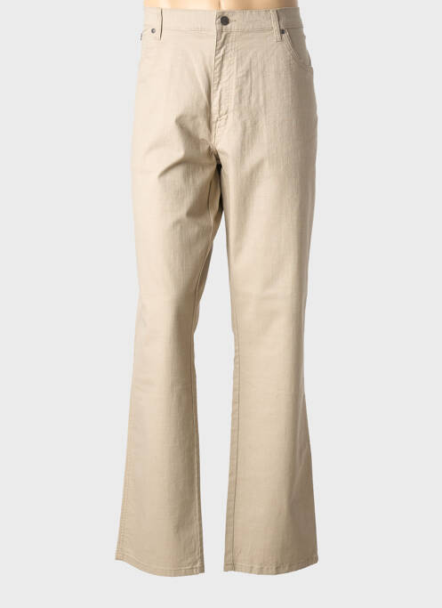 Jeans coupe droite fermeture zippée sous rabat boutonné taille normale beige WRANGLER homme