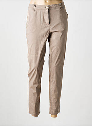 Pantalon chino tissage popeline taille normale beige AGATHE & LOUISE femme