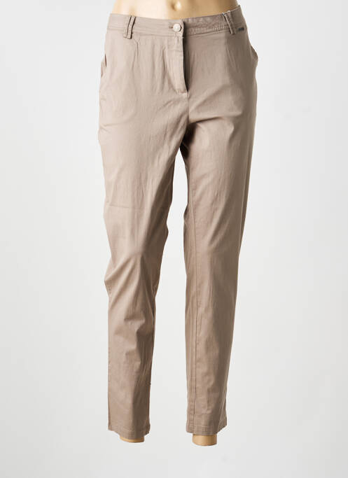 Pantalon chino tissage popeline taille normale beige AGATHE & LOUISE femme