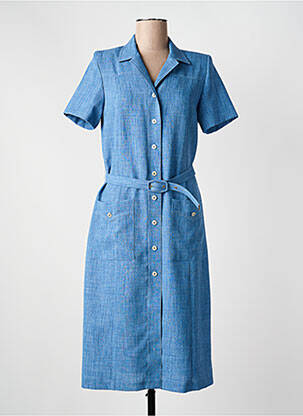 Robe mi-longue manches courtes manches courtes bleu GEVANA femme