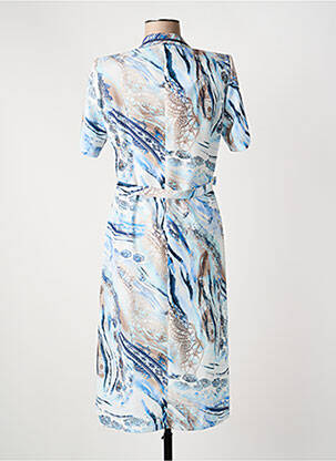 Robe mi-longue imprimé fantaisie manches courtes bleu GEVANA femme