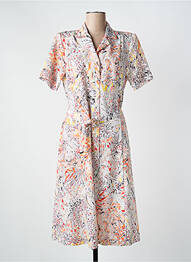 Robe mi-longue imprimé fantaisie manches courtes orange GEVANA femme