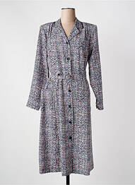 Robe mi-longue imprimé fantaisie manches longues bleu GEVANA femme