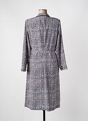 Robe mi-longue imprimé fantaisie manches longues bleu GEVANA femme